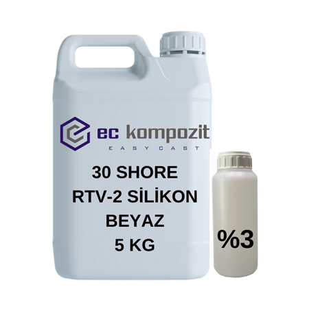 30 SHORE Beyaz RTV 2  Kalıp Silikonu 5 KG