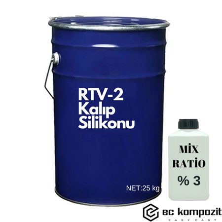 20 SHORE Beyaz RTV 2  Kalıp Silikonu 25 KG